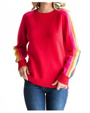 Jodifil Time To Ride Striped Sleeve Sweater - Red