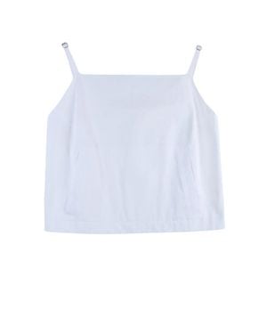 Sportmax Cropped Cotton Top With Zipper - White