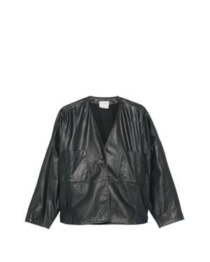 forte_forte Leather Kimono Jacket - Black
