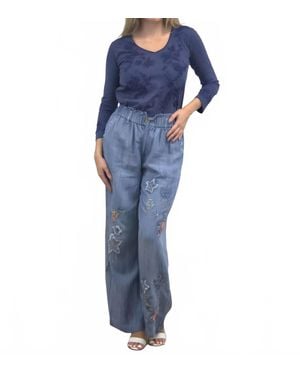 Caite & Kyla Adriana Relaxed Pull On Pants - Blue