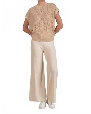 Elan Short Sleeve Knit Top - Natural