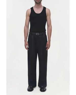 Jonathan Simkhai Wilson Wide Leg Pleated Trouser - Black