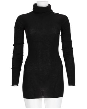 Rick Owens Fitted Long-Sleeve Knit Top With High Turtleneck - Black