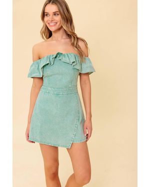TRUEDAMES Yours To Keep Woven Romper - Blue