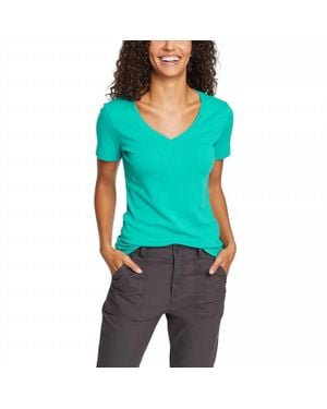 Eddie Bauer Stretch Cotton V-Neck Favorite Solid Tee - Blue