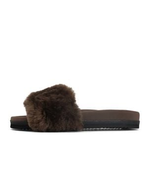 Roam Cloud Shearling Slider - Brown