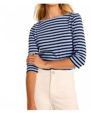 NIC+ZOE Stripe 3/4 Sleeve Tee - Blue