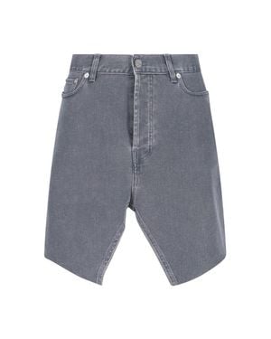 ALL-IN Asymmetrical Hem Denim Mini Skirt With Worn Finish - Gray