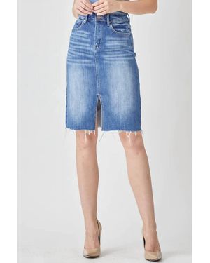 Risen Camilla High Rise Pencil Skirt With Slit - Blue