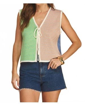 Olivaceous Palette Play Sleeveless Knit Top - Blue