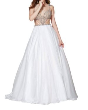 Angela & Alison Corset Prom Dress - White