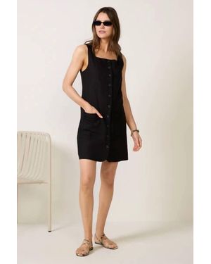 Sanctuary Posh Button Linen Dress - Black