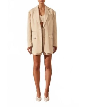 Shona Joy Oversized Double Button Blazer - Natural