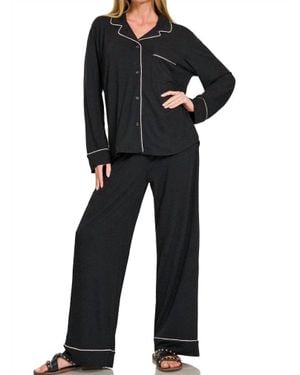 Zenana Holiday Pajama Set - Black