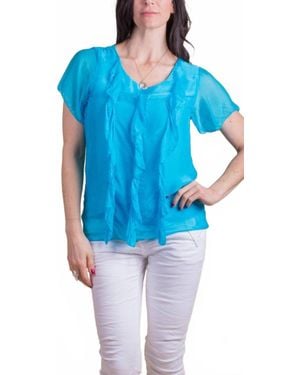Gigi Moda Nizza Short Sleeve Silk Top - Blue