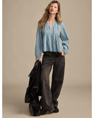Lucky Brand Pintuck Long Sleeve Top - Blue
