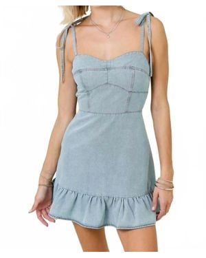Day + Moon Ruffle Trim Mini Dress - Blue