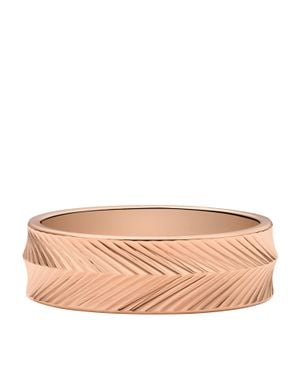 Fossil Harlow Linear Texture Rose-Tone Stainless Steel Band Ring, Jf04663791 - Pink
