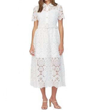 Fate by LFD Belted Fit And Flare Lace Midi Dress - White