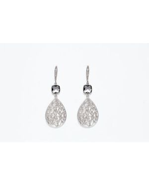 Avenue Chic Filigree Teardrop Earrings - Black