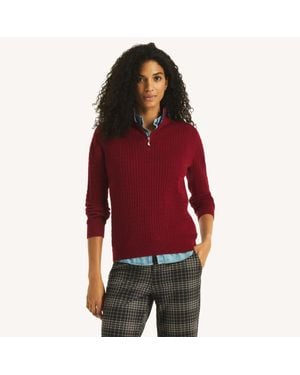 Nautica Quarter-Zip Cable Sweater - Red