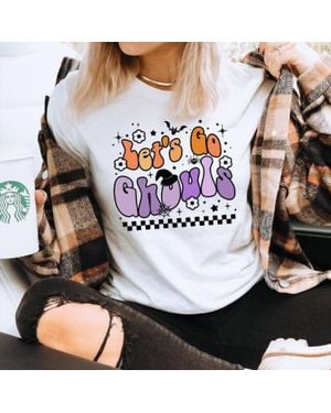 Glittering South Lets Go Ghouls Halloween Tee - Gray