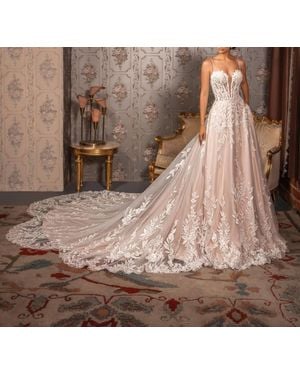 Kitty Chen Couture Victoria Beaded Lace Gown - Brown