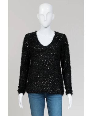 Nuage Sequin Knit Sweater - Black