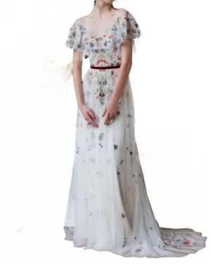 Watters Heartleaf Open Back Wedding Dress - White