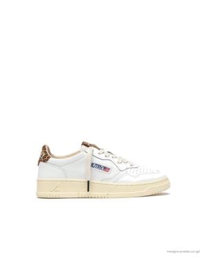 Autry Medalist Low Leather And Leopard Suede Sneakers Aulw Hj02 - White