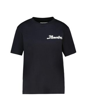 Lanvin Silk And Nylon Blend Short-Sleeve T-Shirt With Script Logo - Black