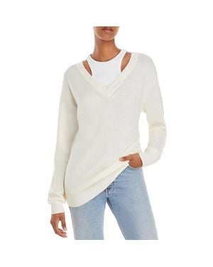 Alexander Wang Merino Wool Off The Shoulder Pullover Sweater - White
