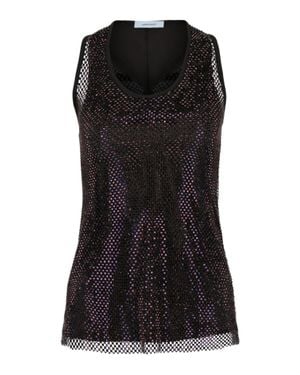 Ferragamo Crystal Embellished Mesh Tank Top - Black