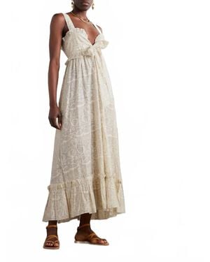 Thierry Colson Valentina Chanderi Maxi Dress - White
