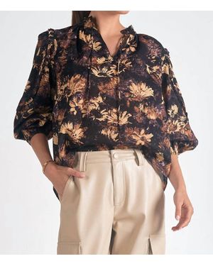 Elan Tuscany Peasant Top - Black