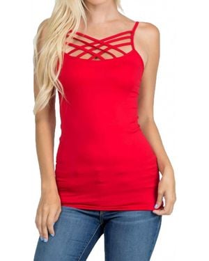 Zenana Strappy Criss Cross Cami - Red