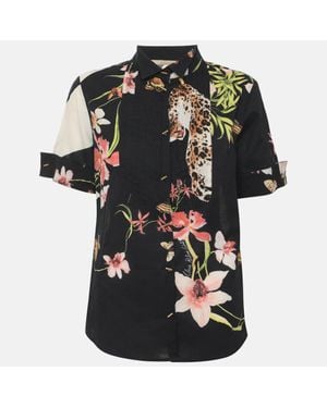 Roberto Cavalli Floral Print Poplin Blouse - Black