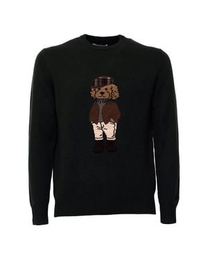 MC2 Saint Barth Country Poodle Toy Boy Embroidered Crew Neck Sweater - Black