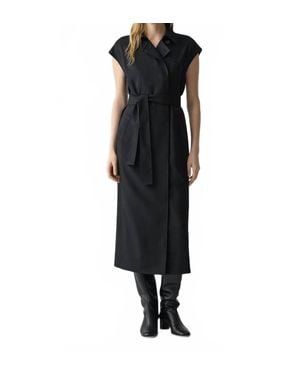 Theory Crisp Collar Double Breasted Belt Dress - Black
