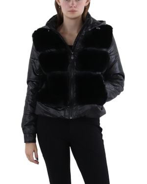 Via Spiga Faux Fur Cold Weather Puffer Jacket - Black