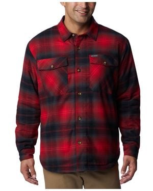Columbia Plaid Sherpa Lined Shirt Jacket - Red