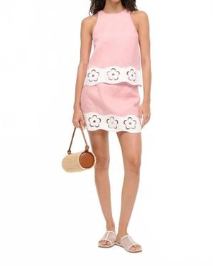 STAUD Mika Linen Top - Pink