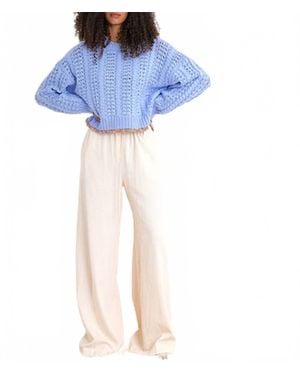 SABLYN Tara B Slouchy Crewneck Sweater - Blue