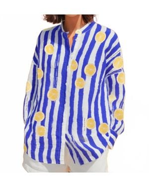 Vilagallo Striped Lemon Shirt - Blue