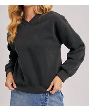 Bluivy V-Neck Oversized Sweatshirt - Black