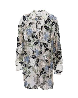 Sister Jane Soiree Embroidered Oversize Shirt - Gray