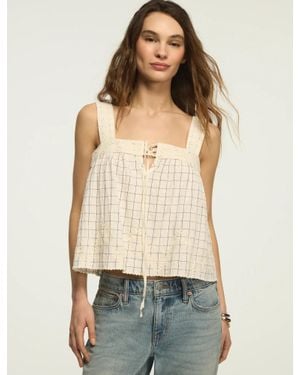 Lucky Brand Check Embroidered Swing Tank - Natural