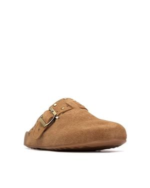 Xti Suede Clog Mule Flats - Brown