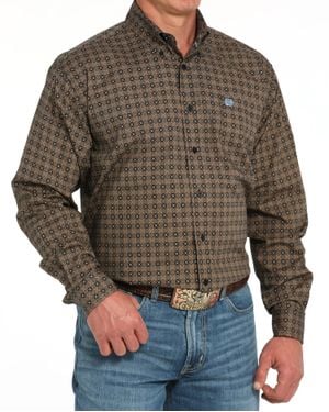 Cinch Classic Print Button Down Shirt - Brown