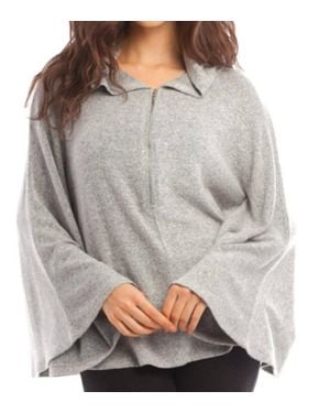 French Kyss Sophia Kashmira Hooded Poncho - Gray
